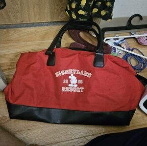 Disneyland Resort 1955 Mickey Mouse Red Canvas Foldable Duffle Bag